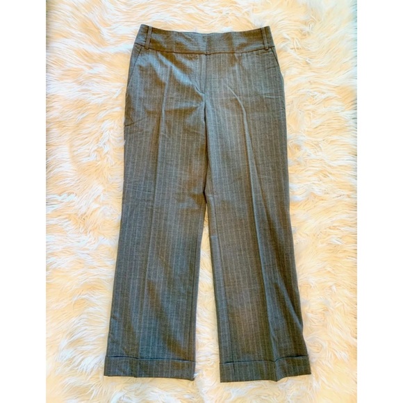 Ellen Tracy Pants - ELLEN TRACY Gray Pink Pinstripe Cuffed Dress Pants